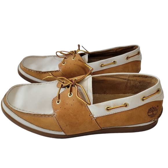 TIMBERLAND Men\'s Heritage 2 Eye Boat Brown White Leather Casual Shoes Size 12 M main image 6